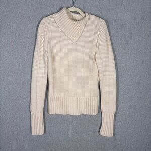 VTG Y2K‎ III State Wool Sweater Medium Cowl Button Collar Old Money Tennis Prep